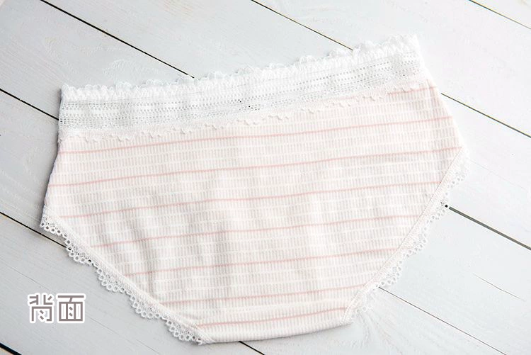 3 đồ lót cotton eo của phụ nữ Nhật Bản đơn giản sọc tươi cô gái sinh viên ren bên tam giác đáy phụ nữ - Vòng eo thấp