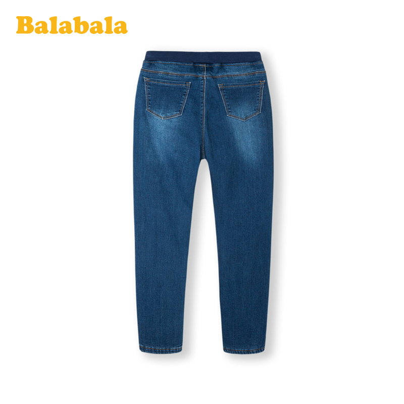 Balabala cô gái Jeans 2019 mới mùa thu / quần Kids Với Velvet Stretch Winter trẻ em để giữ ấm.