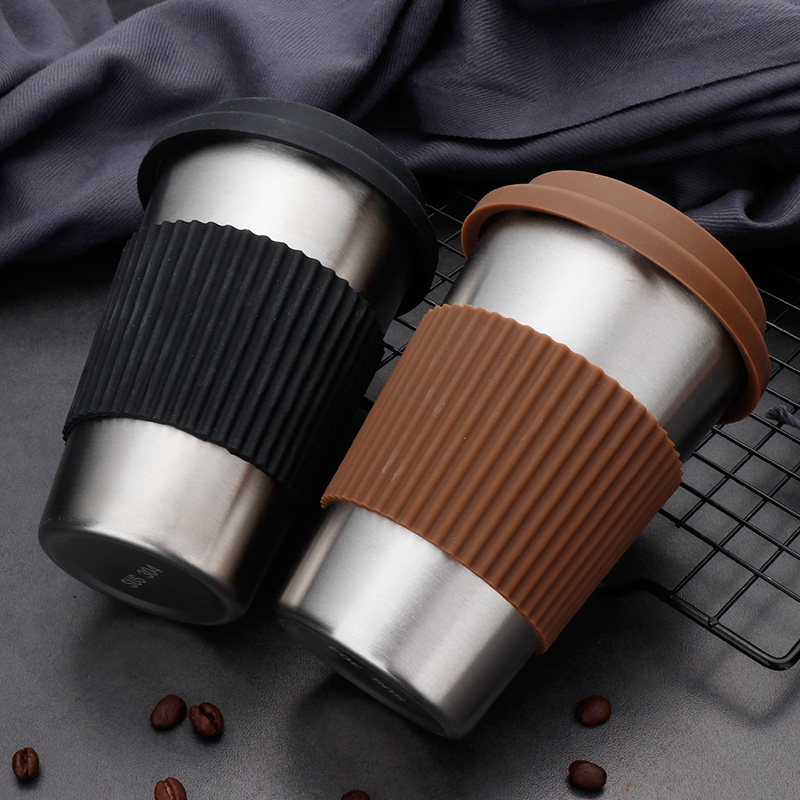 304 stainless steel cup with cover insulation cup office with hand water cup personality mug simply outdoor