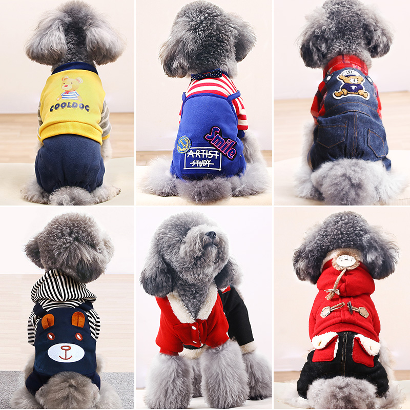 Net Red Pet Dog Dog Clothing Warm Raincoat Teddy Bibi Bear BombBeauty Puppy Four-leged Mini Dog Autumn Dress Winter Clothing
