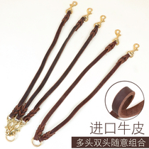 Dog leash one drag two cow skin dog chain long one drag three dog rope two double traction leather double head walking dog