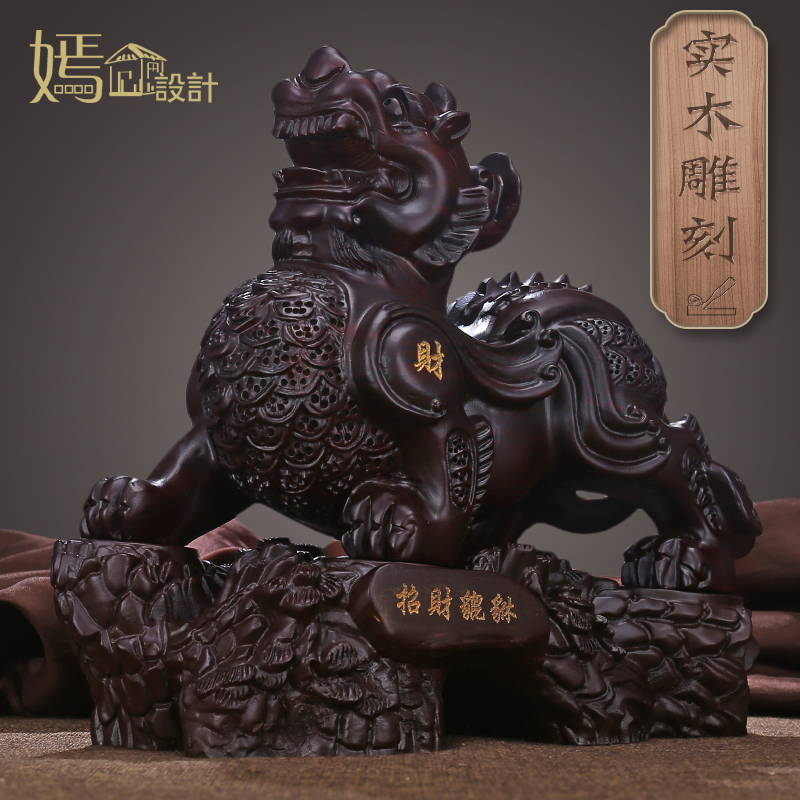 Black Honolulu solid wood engraving Merchants Swaying Pieces A Pair Of Home Living Room TV Cabinets Decoration Office Opening Gifts