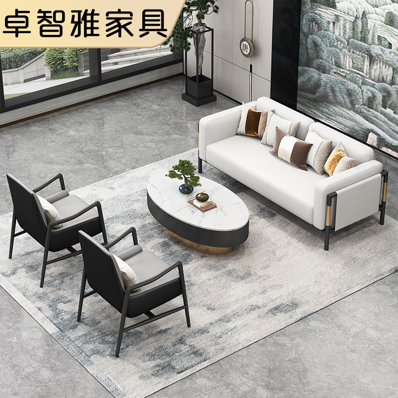 New Chinese Sample House Display Center Department Talks Sofa Table And Chairs Combined Hotel Lobby Lounge Reception Area Decent Board Innate