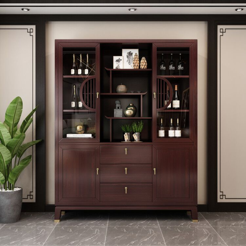 ㊙️Hot sale new Chinese style wine cabinet solid wood hall cabinet modern wall cabinet living room display cabinet red wine locker