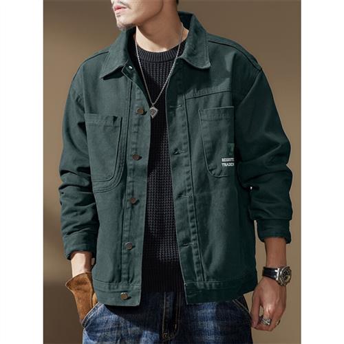 Yirang Cool Tooling Jacket Men's Fall Loose Denim Jacket Men's Trend Retro Hunting Pure Cotton Casual Outerwear-Taobao