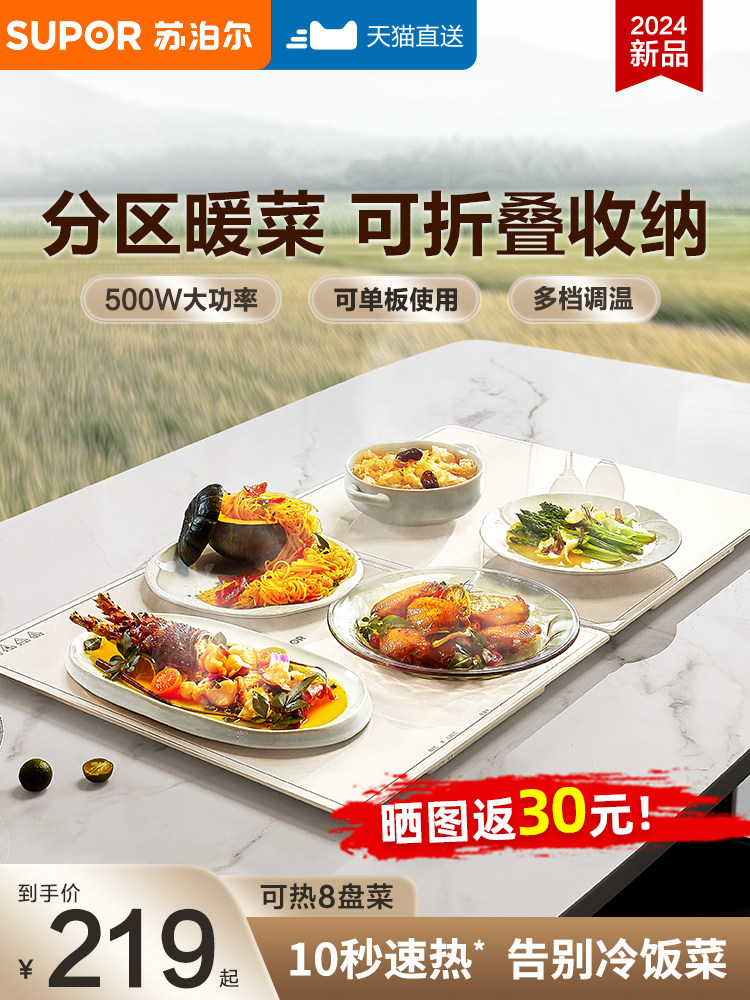 Supor New Warming Plate, Heat Preservation Plate, Multifunctional Home Use Winter Dining Table Mat, Food Heating Device