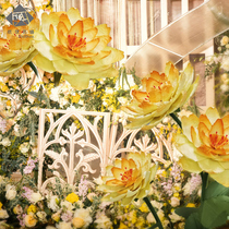 Large wedding paper window decoration wedding stage site layout pole manual road guide three-dimensional simulation lotus flower