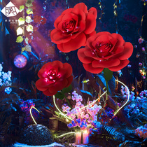 Creative window design pole paper art flower decoration props wedding table large road introduction manual simulation paper Rose