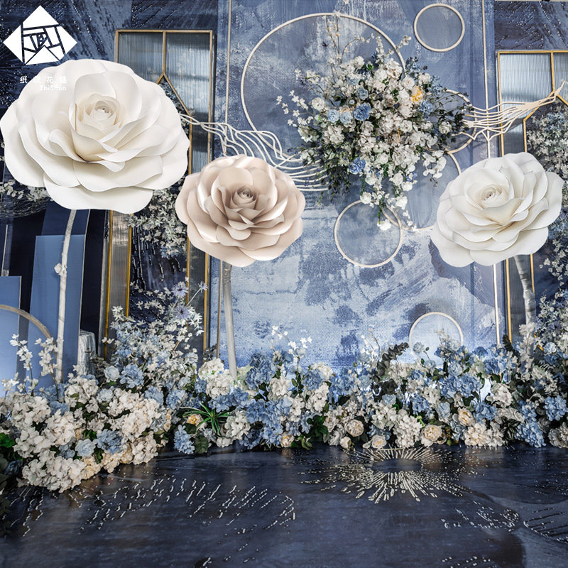 High-end Wedding Celebration Road Seduce Bouquet Props Online Red Creativity Shop Window Emulation Handmade Cardboard Large Standing Pole Flower Decoration-Taobao