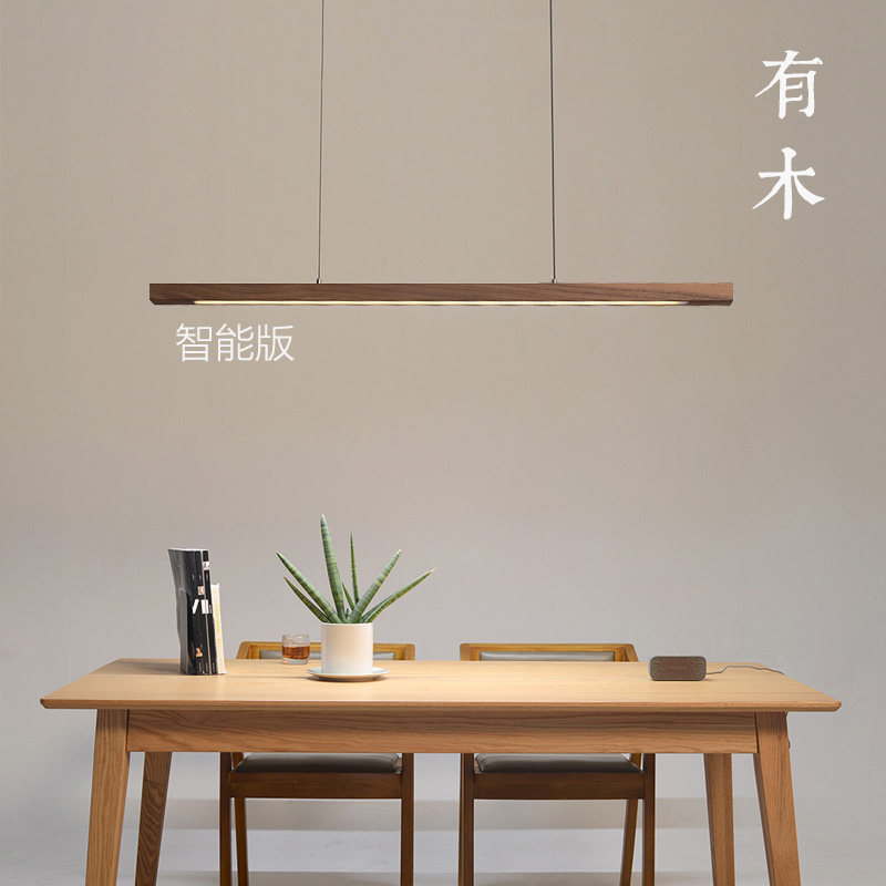 There is a wooden chandelier restaurant Japanese style lamps wabi sabi style retro solid wood strip new Chinese style tea room living room simple Nordic