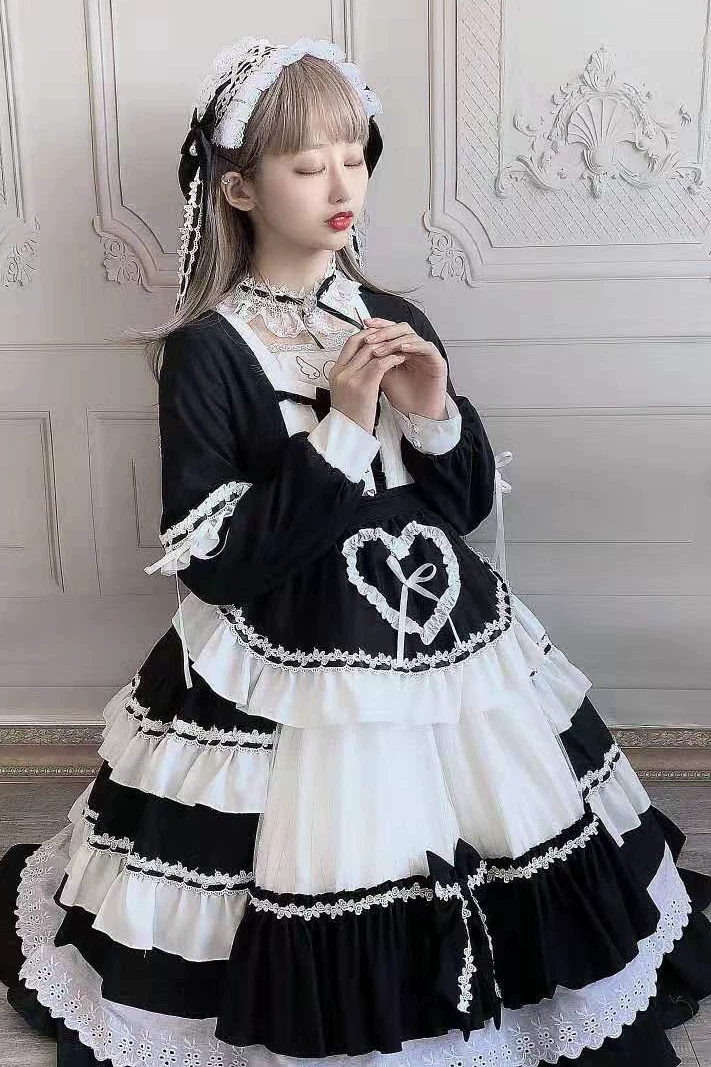 Платье lolita, основная ткань с четырёхсторонней эластичностью, сетчатые вставки, с аксессуарами (предзаказ)
