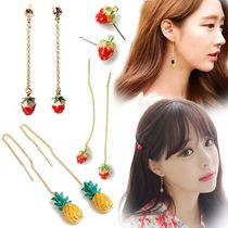 Summer temperament pineapple strawberry long earrings stud earrings fresh and sweet Korean version drop earrings Fashion 2021 ear line accessories