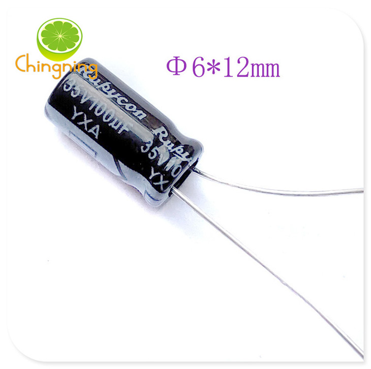 35V100uF electrolytic capacitor 6x12 YXA black pin type ruby ​​105 degree power amplifier filter