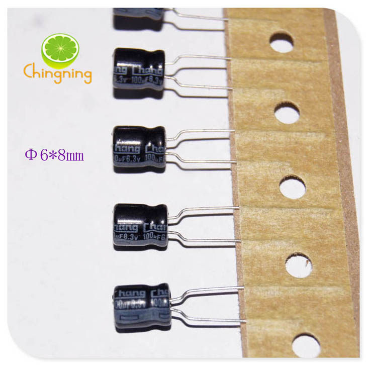 6 3V100uF electrolytic capacitor 6x8 homegrown chang wawei black braiding material for one hair 5