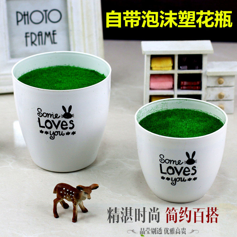 Comes with foam mud plastic flowerpot simulation plant flower rose flower vase flower vase flower arrangement small flowerpot