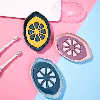 Creative transparent simple lemon soap box with lid Powder room bathroom plastic rack Laundry soap tray