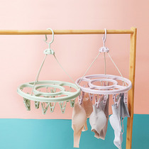Hangers Household balcony clothespins Children drying socks hangers multi-clip drying underwear clip Dormitory student drying artifact