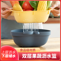 Double-layer contrast color kitchen sink drain basket Household basket hot pot platter living room plastic fruit sink