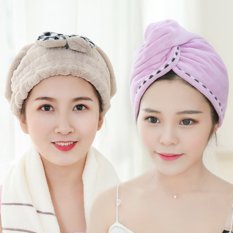 Super absorbent dry hair cap Shower cap thickened adult wipe hair quick-drying bag towel Wash long hair bag hair towel