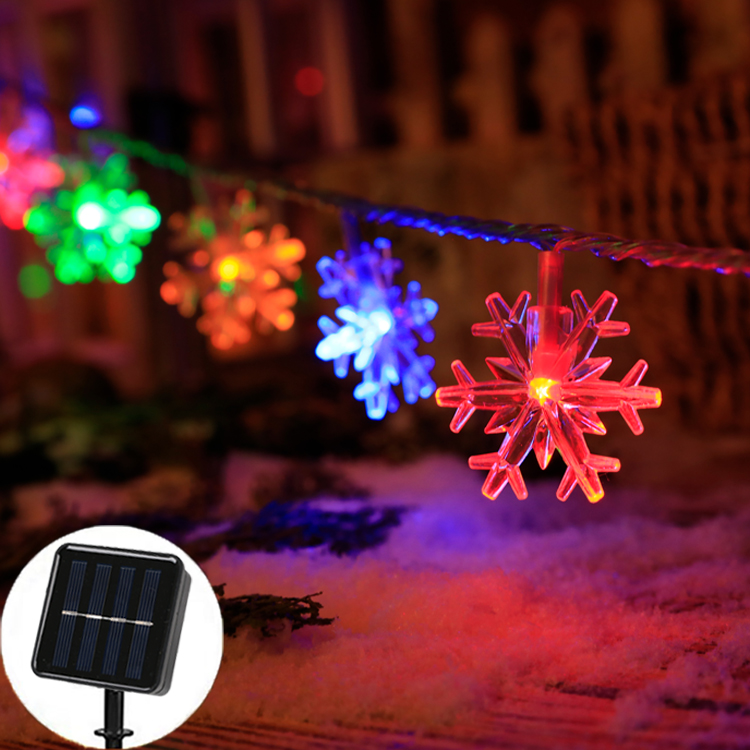 led solar lights string Christmas decoration lights snowflake bells Christmas tree flashing lights outdoor waterproof garden