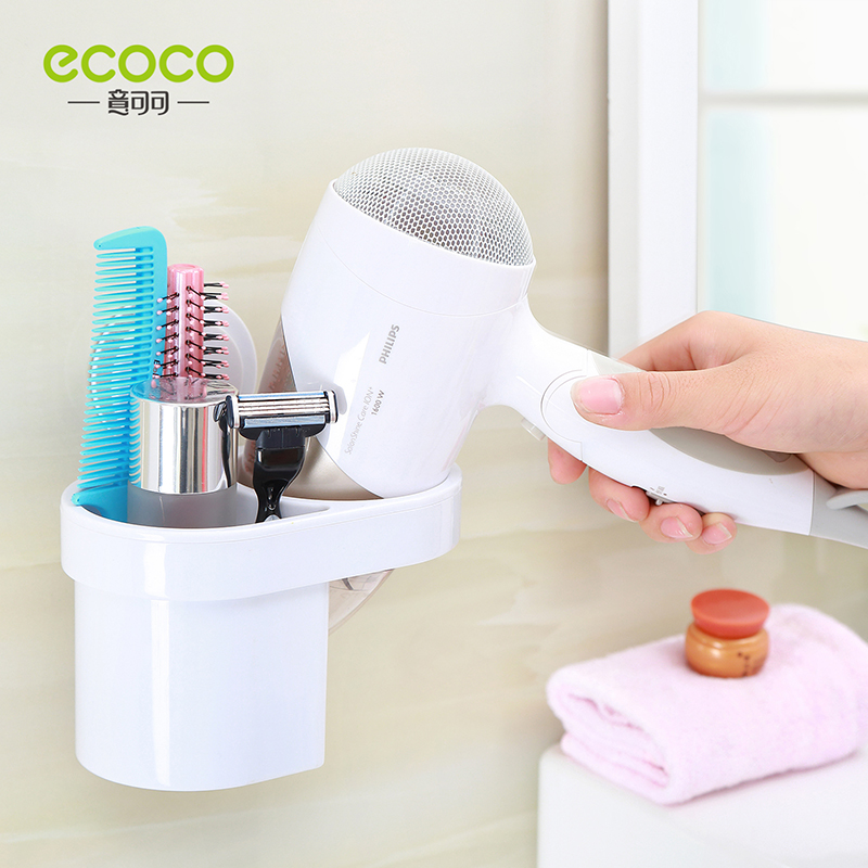 Non-perforated hair dryer rack Toilet strong suction cup Wall-mounted hair dryer storage shelf shelf with storage box