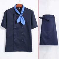 Синяя футболка, шейный платок, фартук, короткий рукав