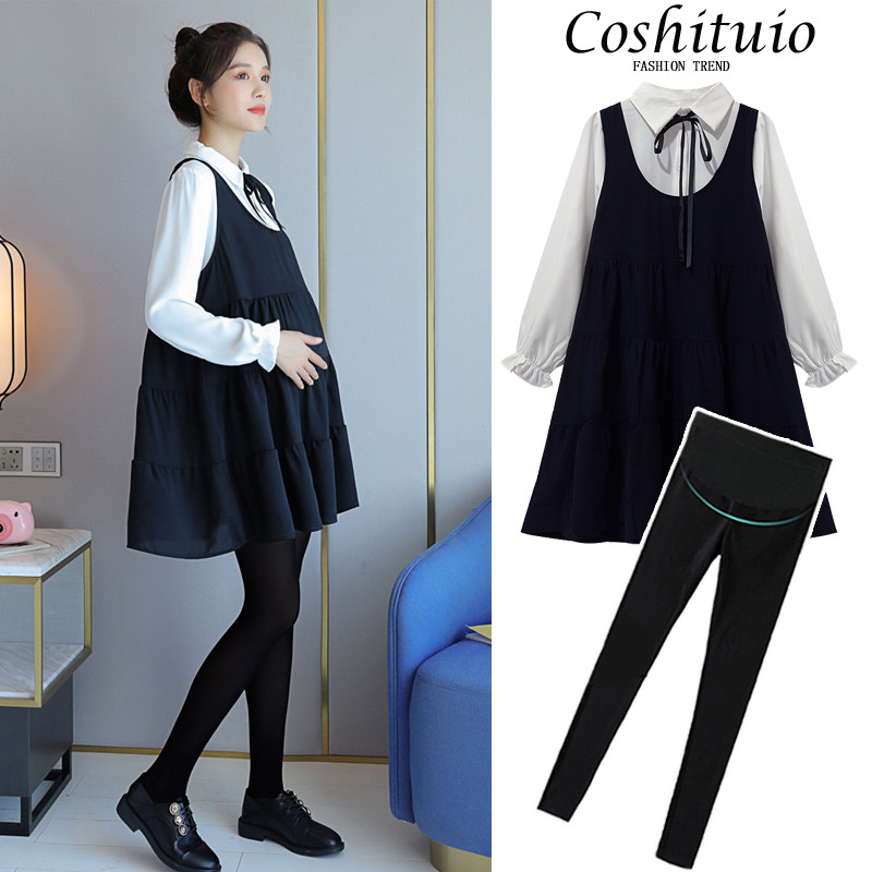 Pregnancy Woman Dress Autumn Clothing Online Red Suit Fashion New Foreign Dress 2021 New Spring Autumn and Spring Autumn Pregnant Woman