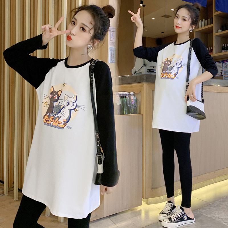 Pregnant Woman Autumn Clothing Suit Stylish two sets of inner lap pants slim fit in long sleeves Long version T-shirt Pregnancy Woman