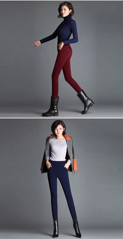 Cộng với quần nhung dày mặc quần legging nữ mùa đông đã mỏng eo cao ấm áp cho mẹ trung niên quần mùa đông quần chân