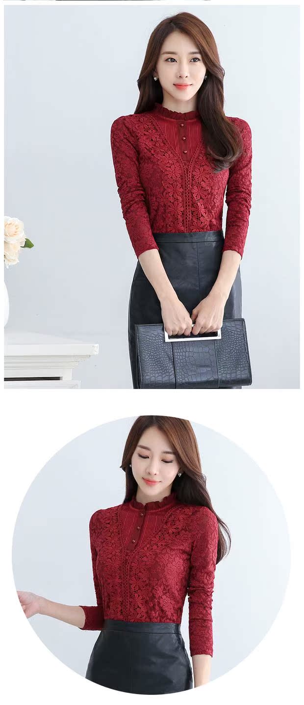 Mùa đông đồ lót nữ áo sơ mi cộng với nhung dày bó sát đơn mảnh sốt ren kích thước lớn mẹ cao cổ áo chạm đáy ao giu nhiet lot nhung