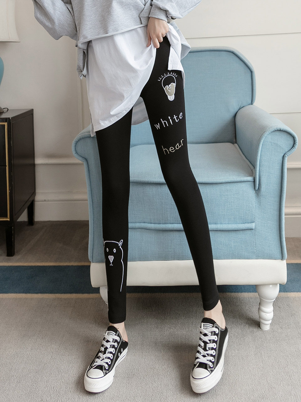 Hong Kong tide brand single-layer thin cotton sports webbing wear tight elastic large size outside wear running underwear women