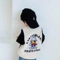 Japan Tide brand bape childrens clothing 2020 autumn and winter New Men and women Joker One Piece Alpaca camel vest vest