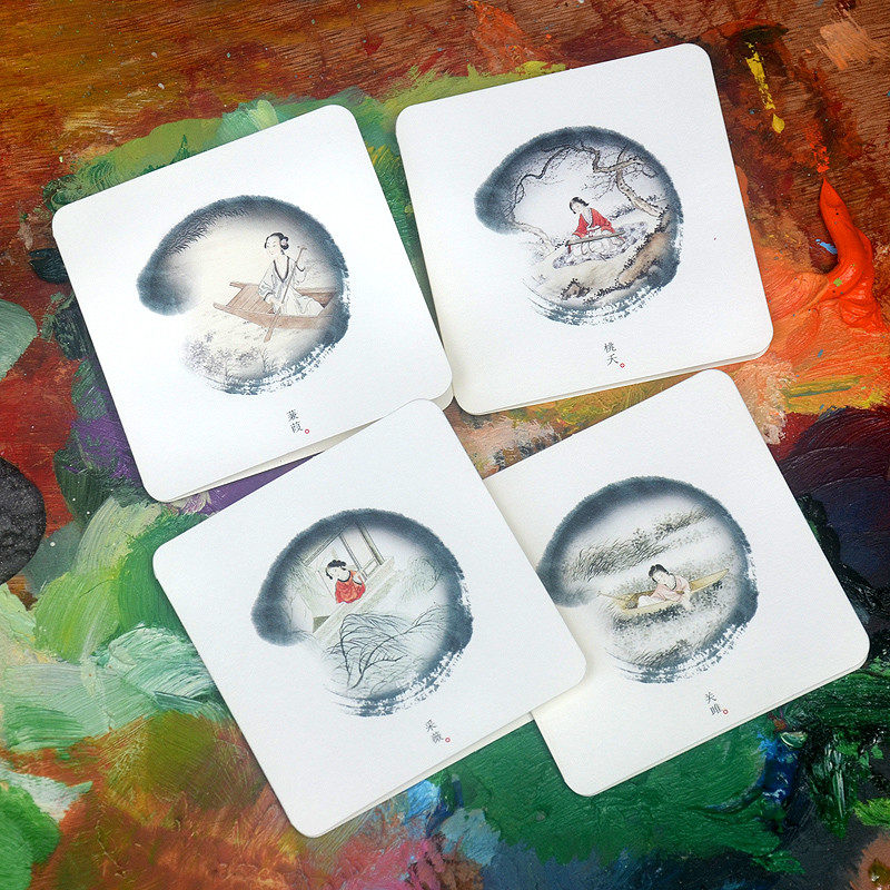 Poetry Scriptcountry Small Greeting Card China Wind National Treasure Wholesale Creative Birthday Holiday Envelope Folklore National Painting Custom