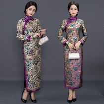 Autumn and winter new cheongsam long elegant slim thin lady improved retro high-end old Shanghai Cheongsam dress
