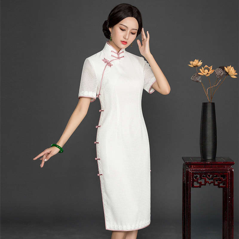 New-style cheongsam, improved version of dress, small fresh lady, Republic of China style, elegant and elegant, thin and medium-length version for summer