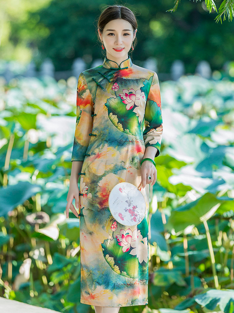 Classic retro demi-season fashionable cheongsam, 2021 collection, fitted, Chinese style