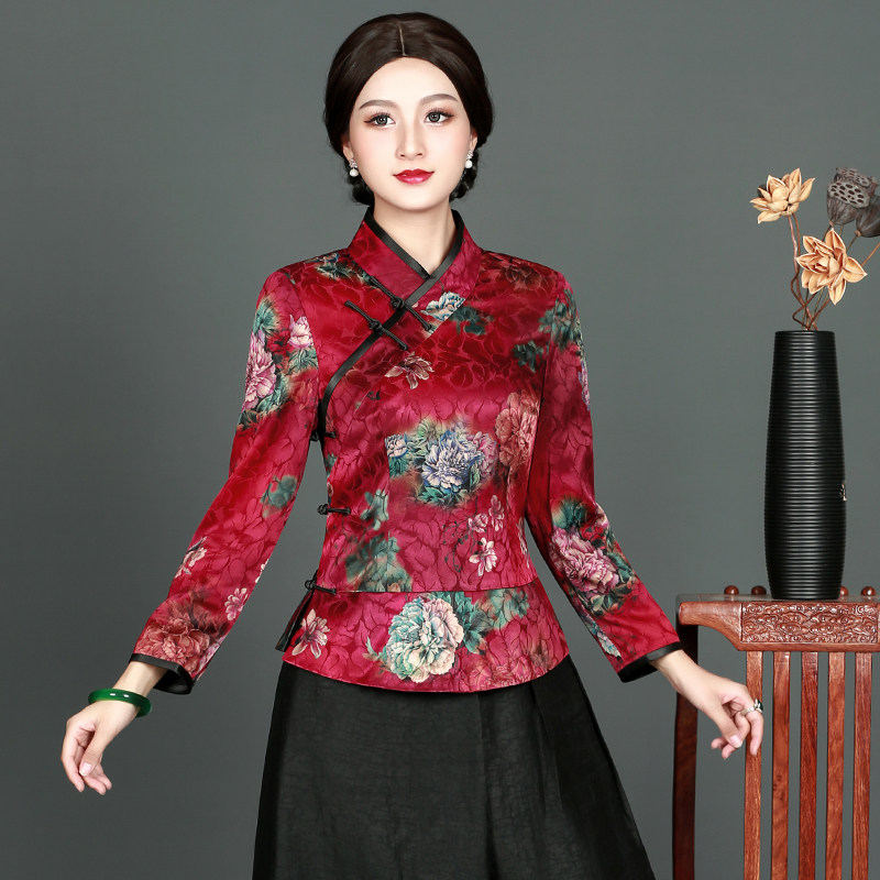 Chinese classic improved Tang dress blouse women's fashion autumn and winter new Chinese style retro Chinese style wind disc buckled hanfu women's clothes