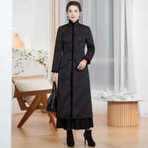 Chinese classic qipao gowns in the middle of the long style 2021 Winter new clip cotton thickened with a slim fit jacket