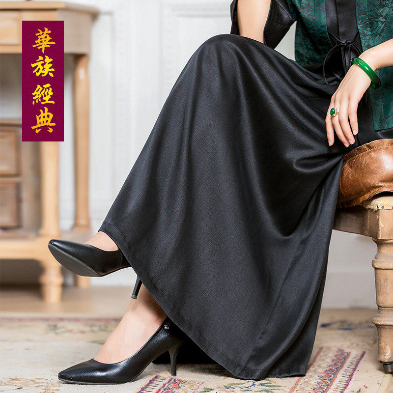 Chinese classic 100 hitch a half body dress fragrant cloud yarn mulberry silk casual fashion Lean Qipao Black Dress New