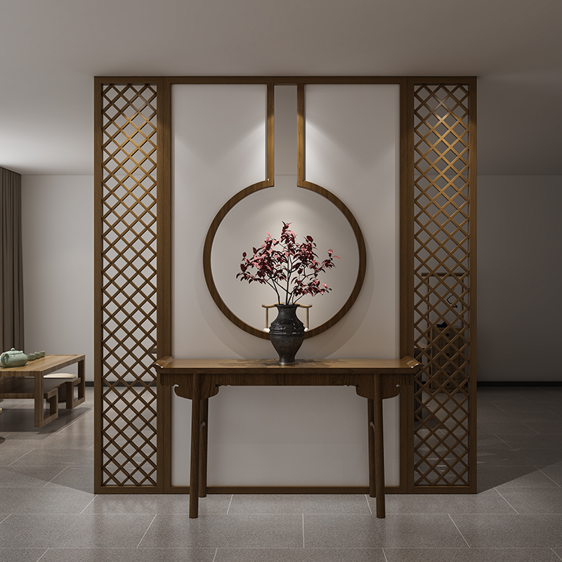 New Chinese-style screen living room partition wall solid wood porch decorative flower grille room to block simple home screen