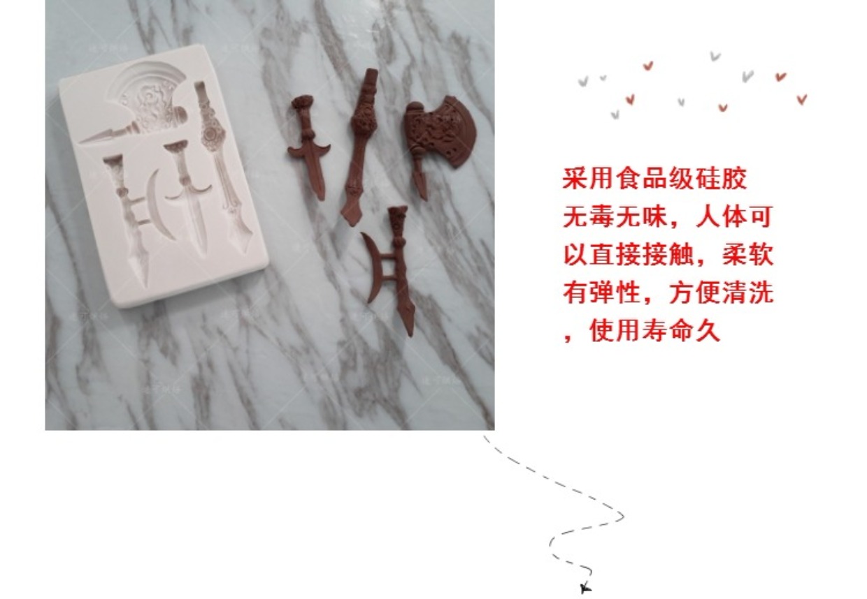 Thanh kiếm hình rìu làm bằng tay xà phòng sô cô la fondant silicone khuôn DIY trang trí bánh nhỏ giọt đất sét khay làm bánh