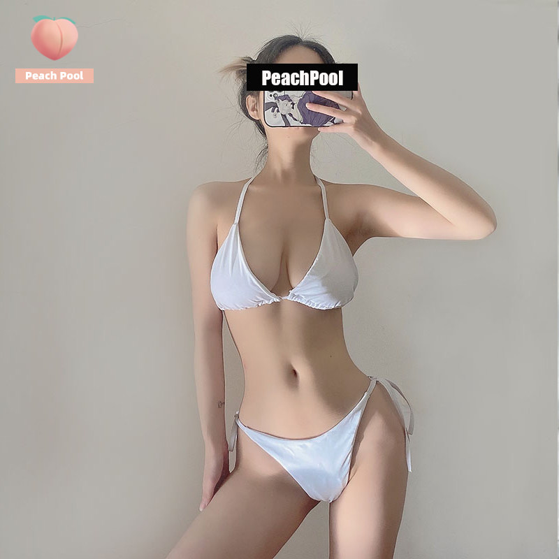 Japanese cute anime girl European and American white INS small chest gather bikini underwear swimsuit tie swimsuit woman