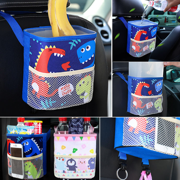 Korean Version Children Car Seat Back Suspension Trash Can waterproof containing hanging bag on-board bin travel supplies