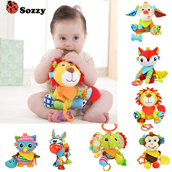 Multifunction beginner baby cute animal car pendant bed hang comforts doll 01-year-old newborn baby early teaching toy
