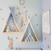 ins Nordic Wind Wooden Shelf Wall Shelf Wall Decor Wall Deco for childrens room Decent Board Room containing shelf