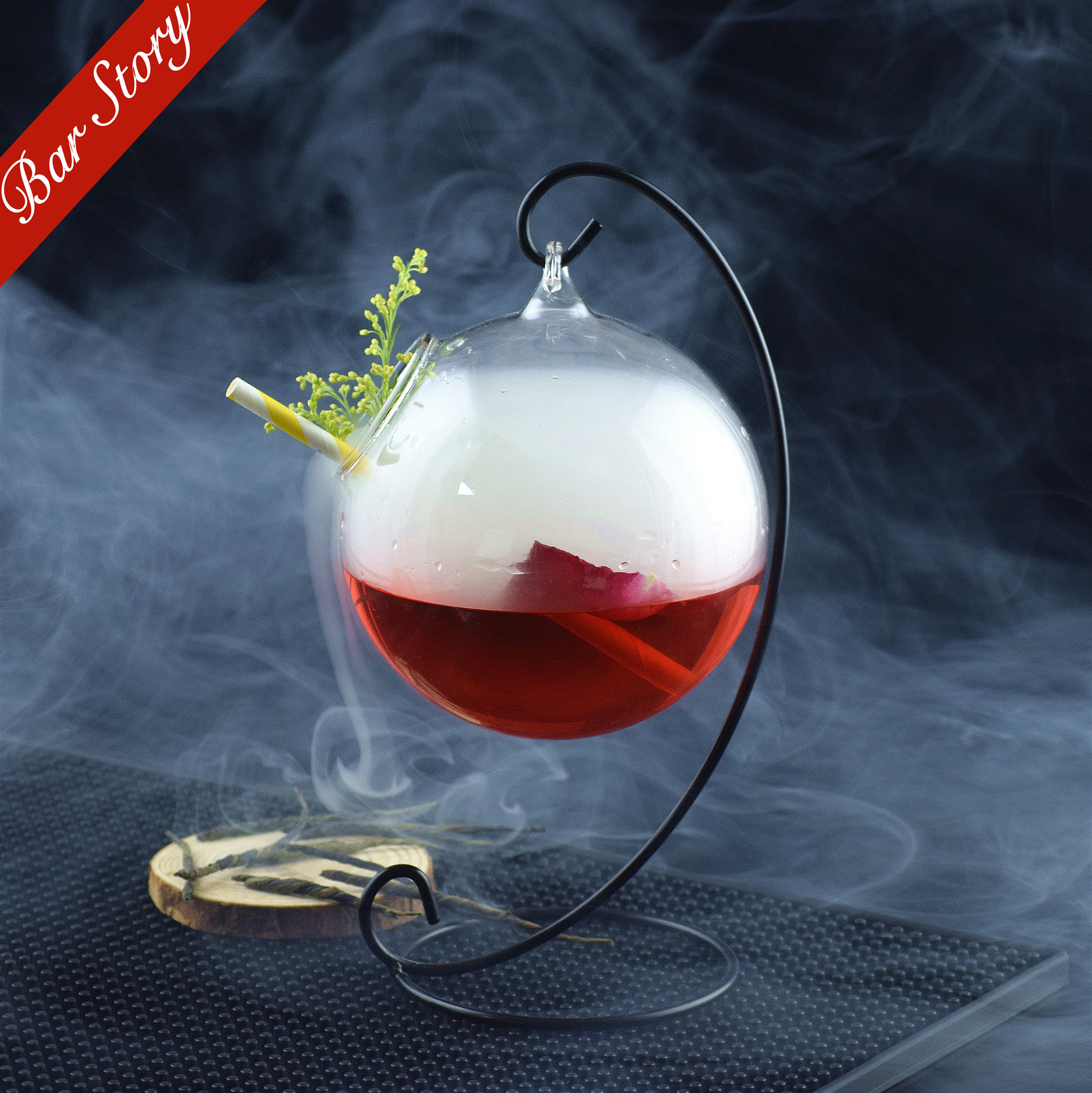 Trendnet Red Cup Cup of Smoked Cup Creative Lead-free Glass Cup Hanging Cocktail Glass Bar Personality Wine Goblet