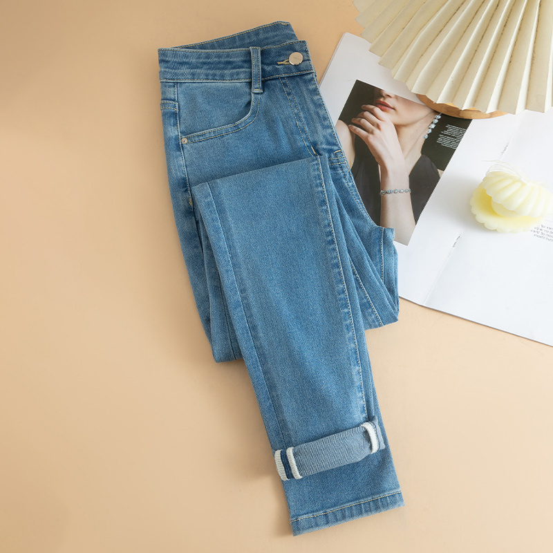 Light Blue Jeans for Women, Spring/Summer 2026 New Style, High-Waisted, Slimming, Tight-Fitting, Stretchy Pencil Pants