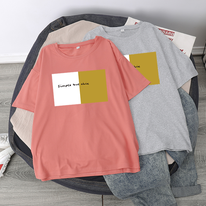 White short sleeve T-shirt women 2020 summer new cartoon printing Korean large women's Short Sleeve T-Shirt