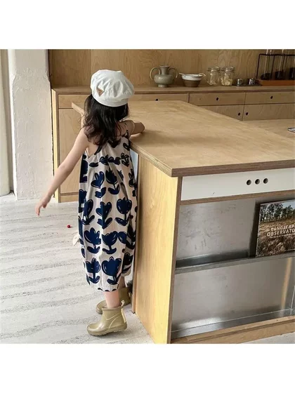 女童夏季背带裤宝宝吊带新款洋气连体连身韩版衣阔儿童七分裤超萌