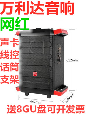 Vanlida 9810S Outdoor Square Dance Heavy Bass Lalever Network Red Live Sound Card 10 Inch Cable Wire Control Speaker